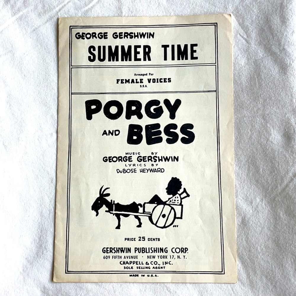 Porgy and Bess Summer Time Sheet Music Gershwin